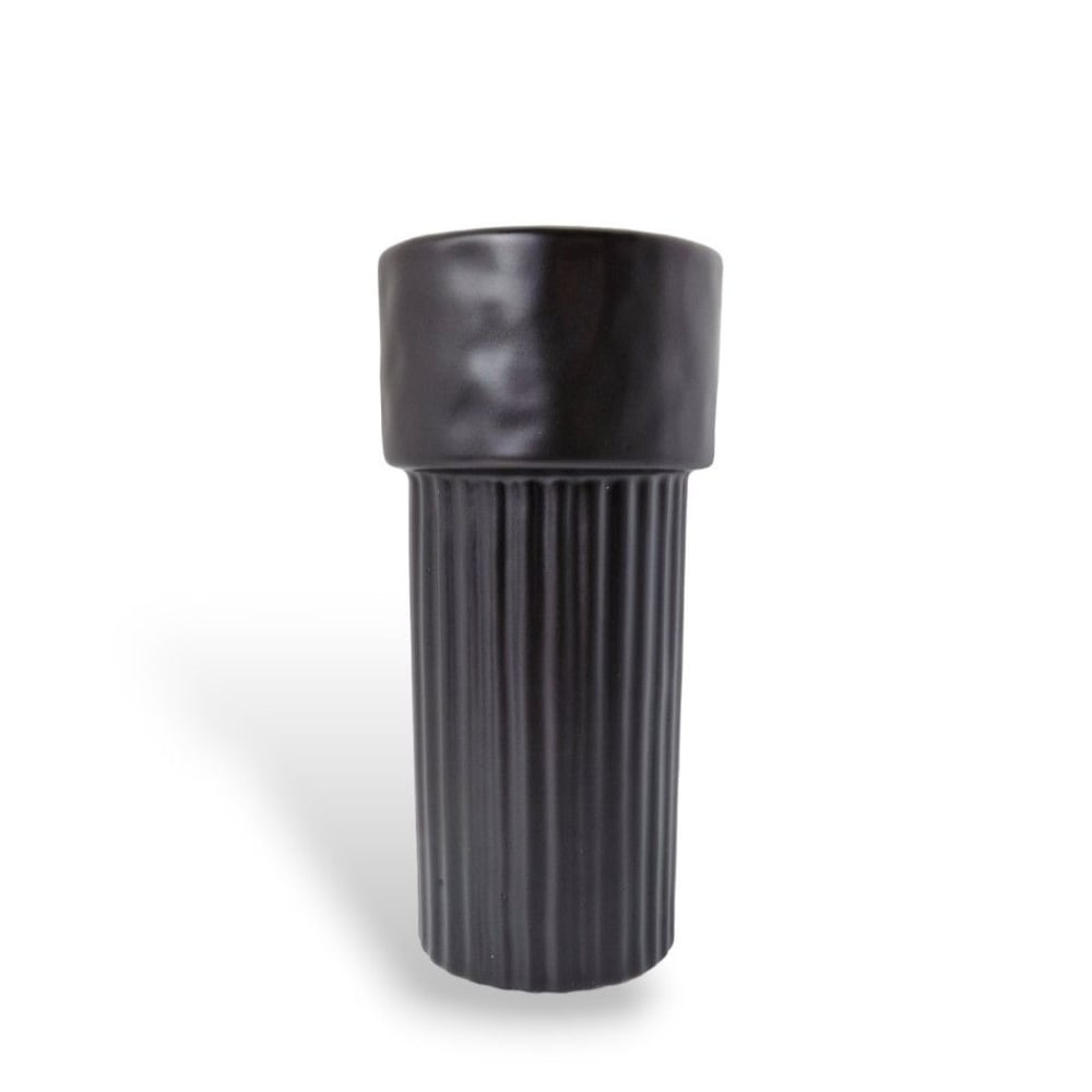 Indore Home Vase Keramik 23 x 11 cm, Schwarz Schwarz Keramik