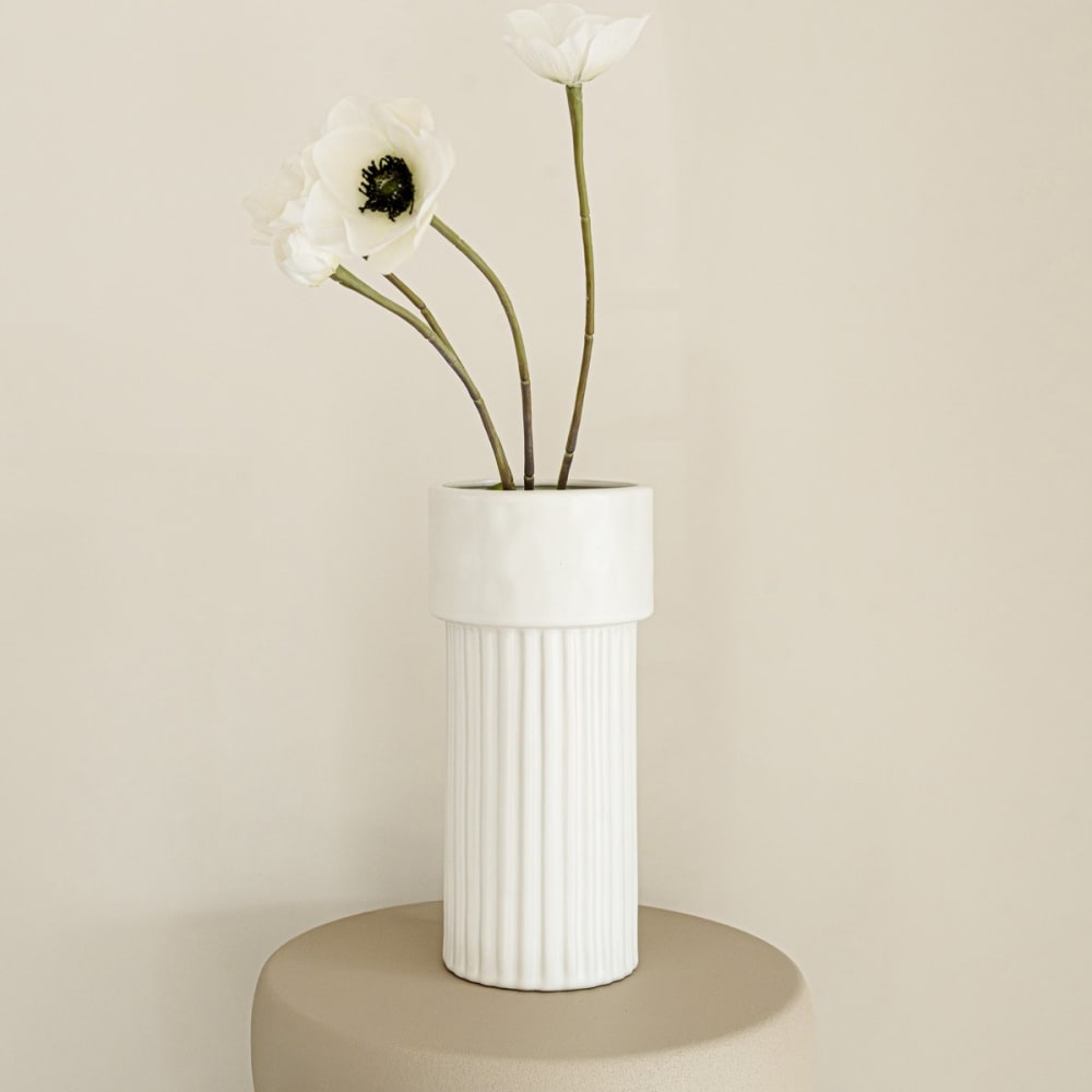 Vase Keramik 23 x 11 cm, Weiß - Maisons Du Monde