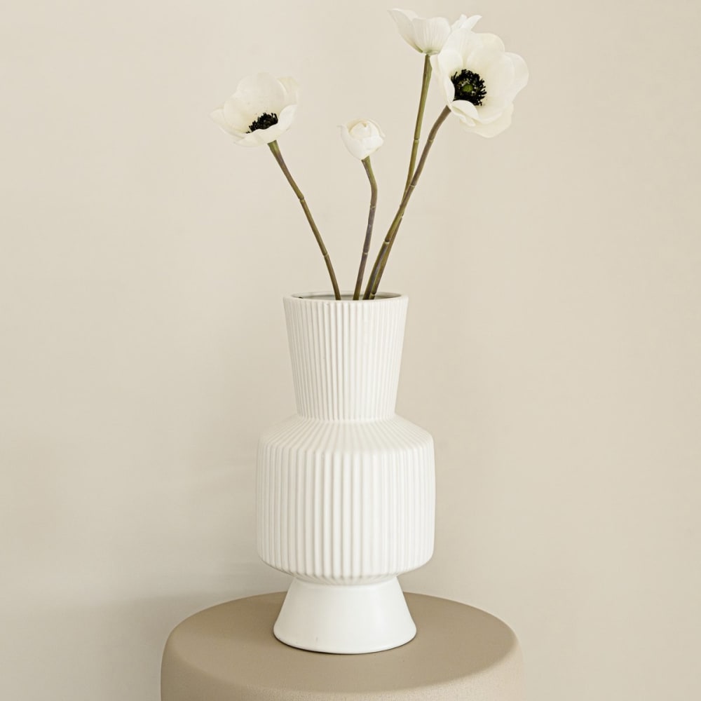 Vase Keramik 25 x 20 cm, Weiß - Maisons Du Monde