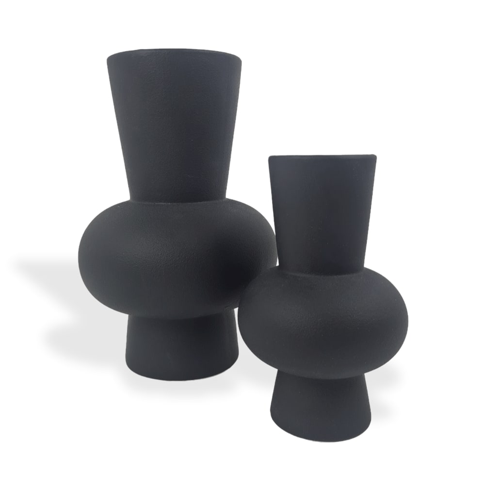 Indore Home Vasenset Keramik 30 x 20 cm, Schwarz Schwarz Keramik