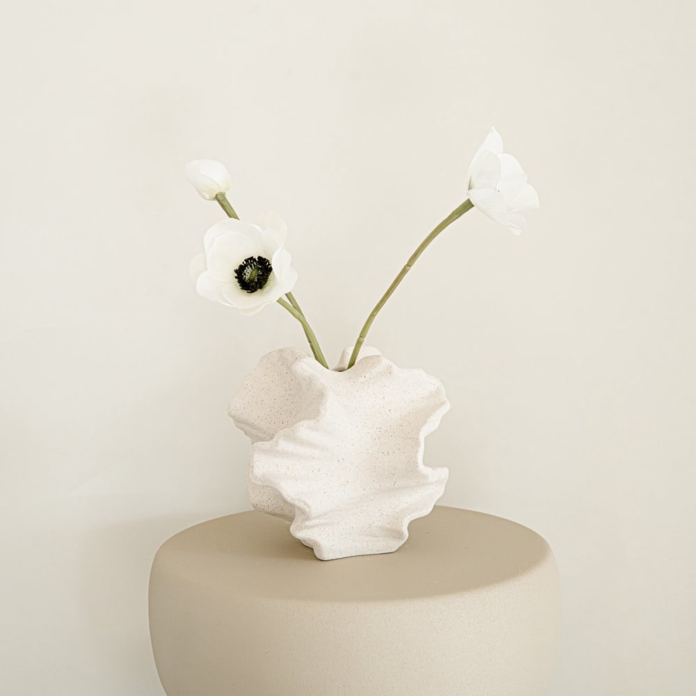 Vase Keramik 14 x 15 cm, Weiß - Maisons Du Monde