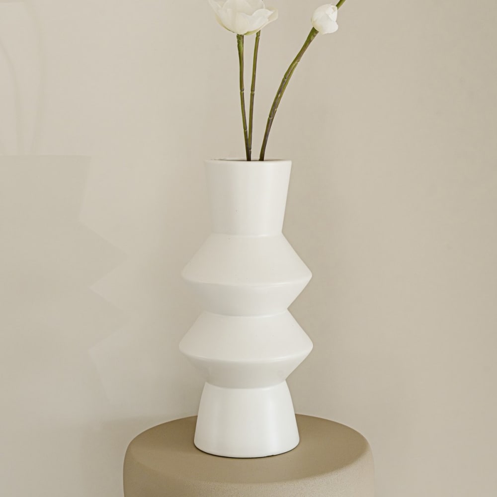 Vase Keramik 31 x 14 cm, Weiß - Maisons Du Monde