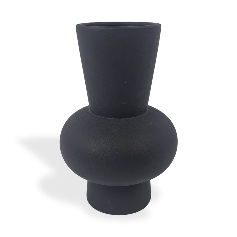 Indore Home Vase Keramik 21 x 14 cm, Schwarz Schwarz Keramik