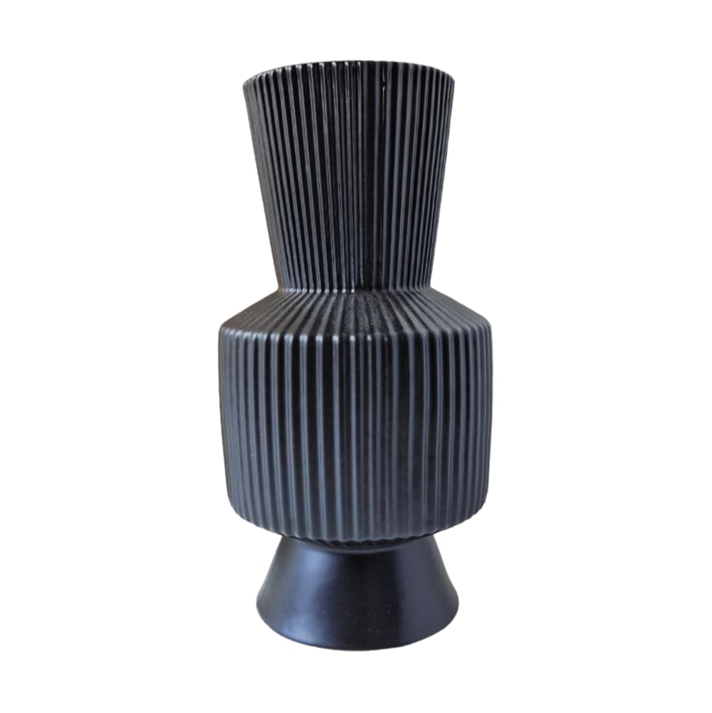 Indore Home Vase Keramik 25 x 20 cm, Schwarz Schwarz Keramik