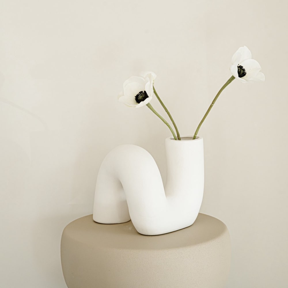 Vase Keramik 14 x 16 cm, Weiß - Maisons Du Monde