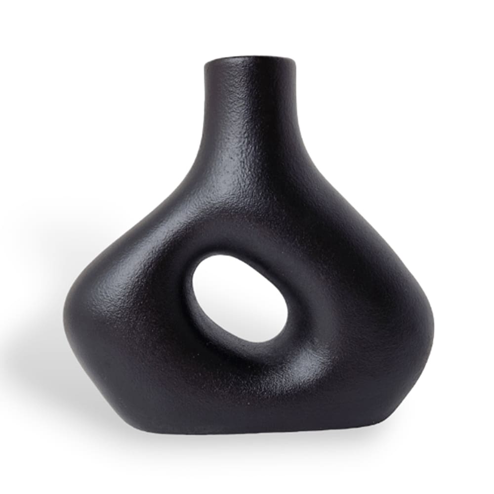 Indore Home Vase Keramik 22 x 21 cm, Schwarz Schwarz Keramik