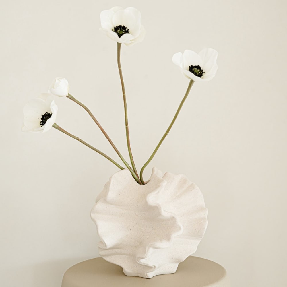 Vase Keramik 17 x 20 cm, Weiß - Maisons Du Monde