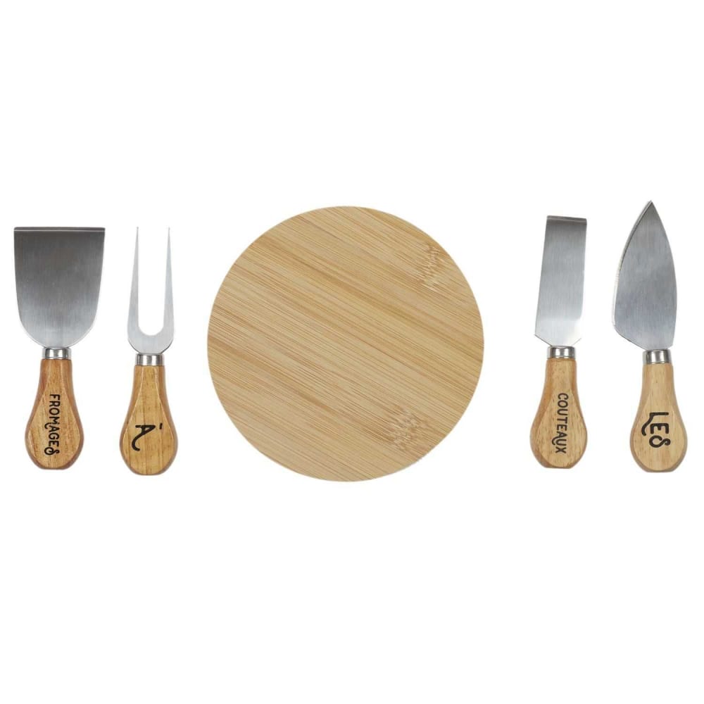Coffret avec planche et couteaux à fromage beige