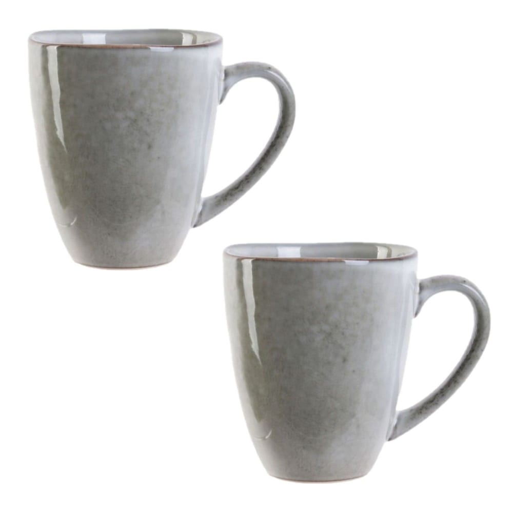 Lot de 2 mugs en céramique gris au design minéral 300 ml