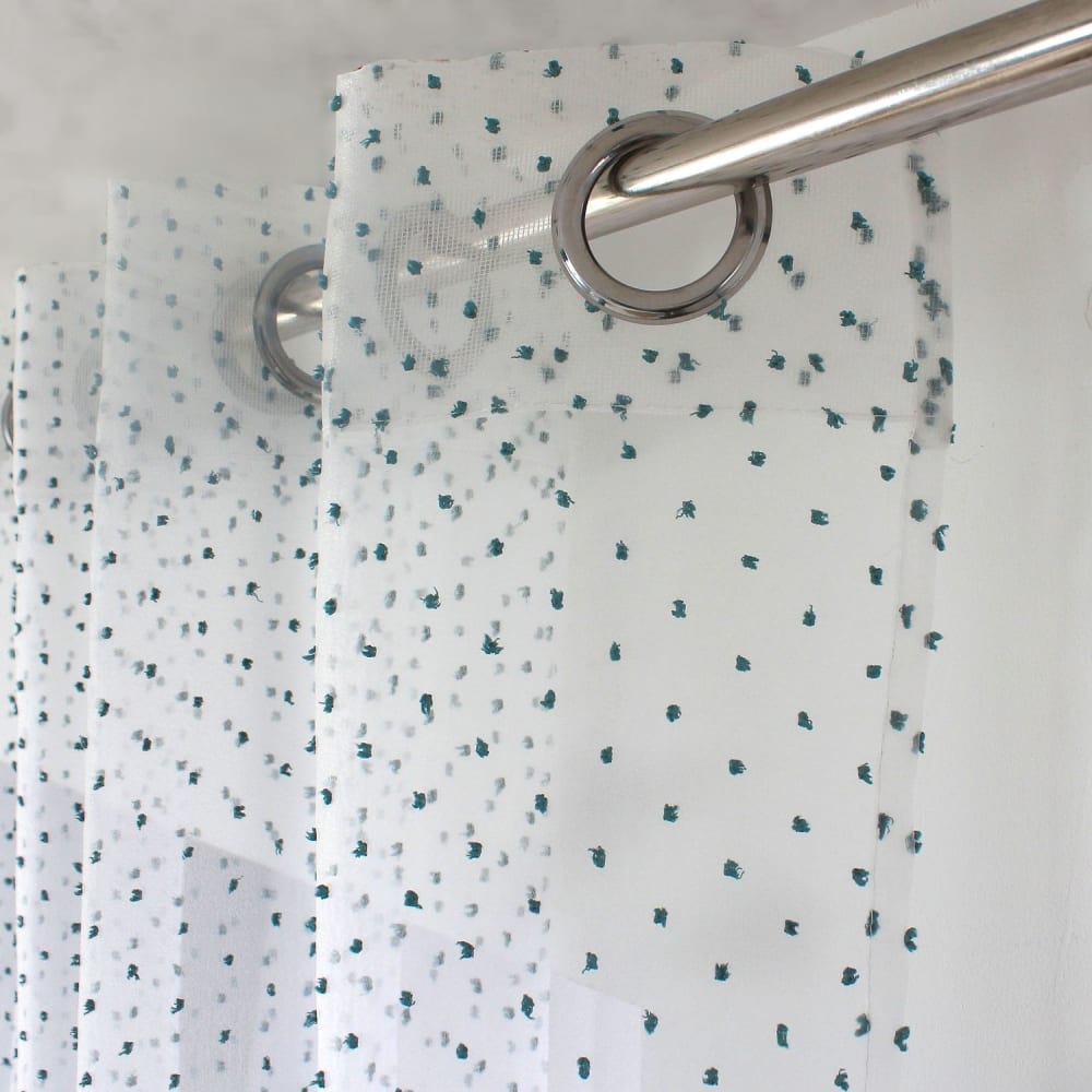 Voilage plumetis en organza blanc et vert foncé 140 x 240 cm — vue 4