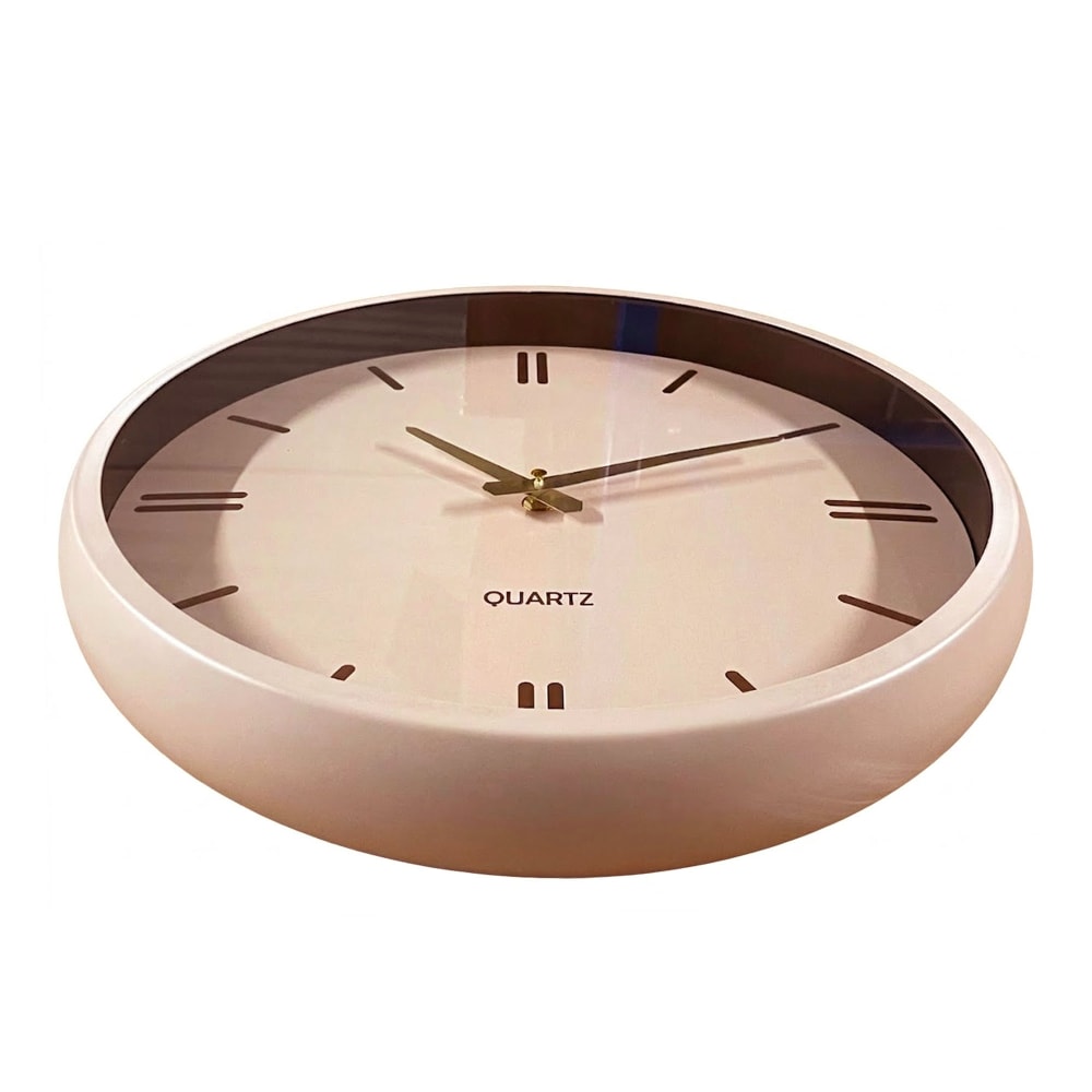Horloge murale ronde beige rosé et doré 38x38cm