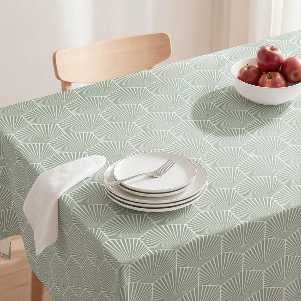 Fleckabweisende Tischdecke geometrisch wassergrün 140x200 -