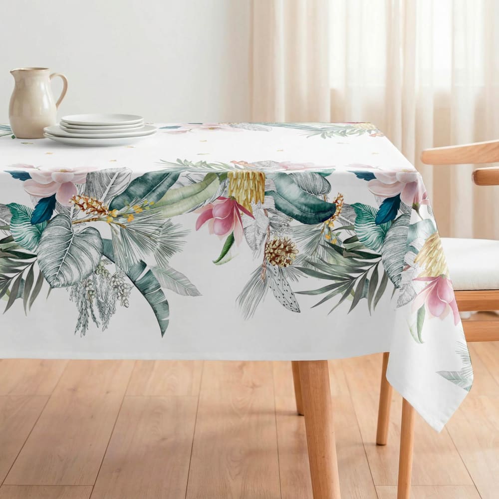 Mint Fleckabweisende Tischdecke tropisch grün 140x140 style modern Mehrfarbig Öko-Tex Zertifikat Baumwolle