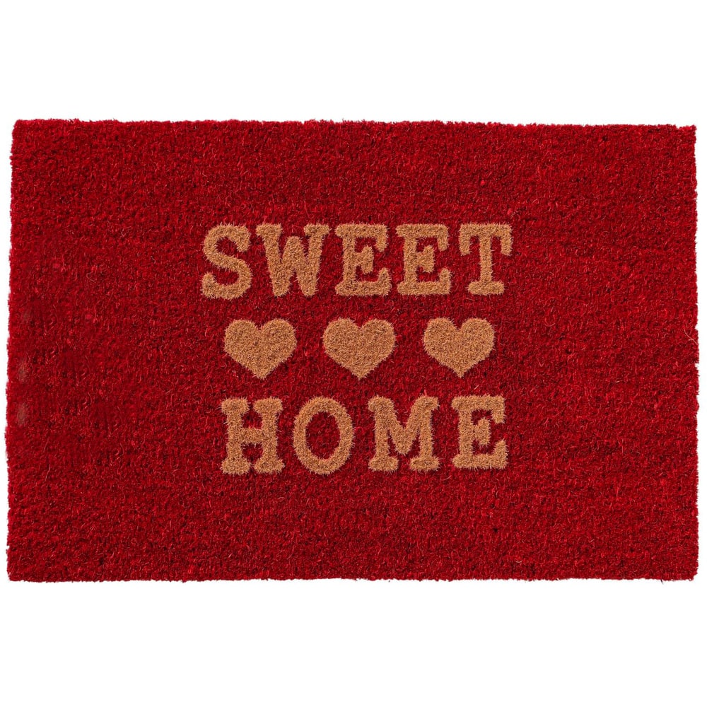 Paillasson coco rouge sweet home 60x40x1.5cm
