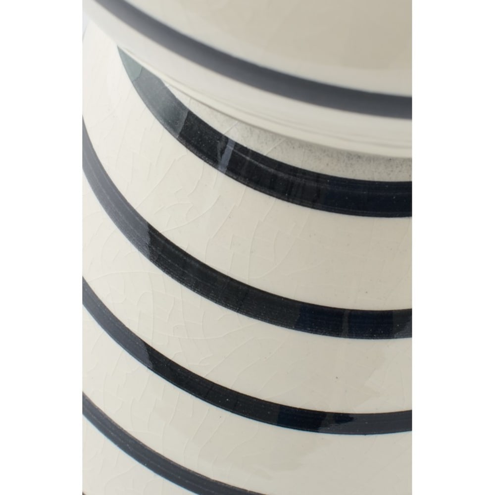 Vase à rayures en céramique blanche 17x17x50 cm — vue 3