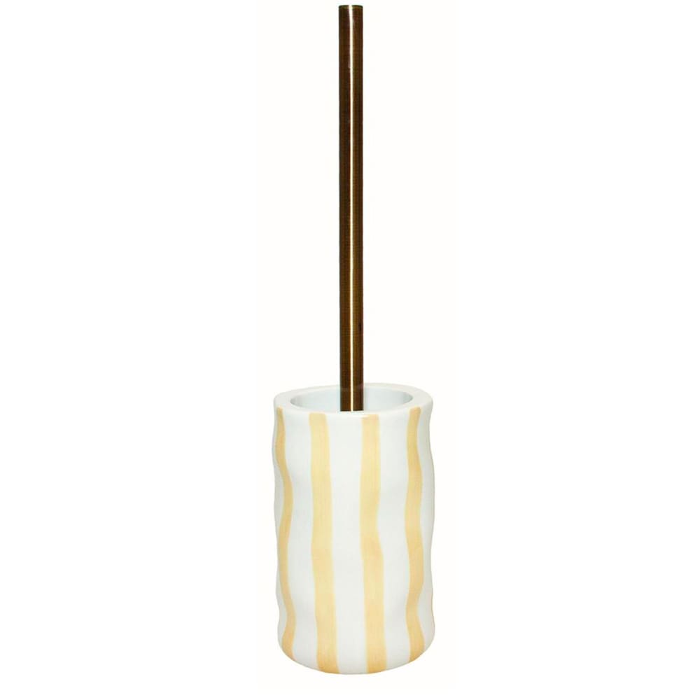 Brosse wc en céramique rayures jaune et blanc 10.5x10.5x44cm