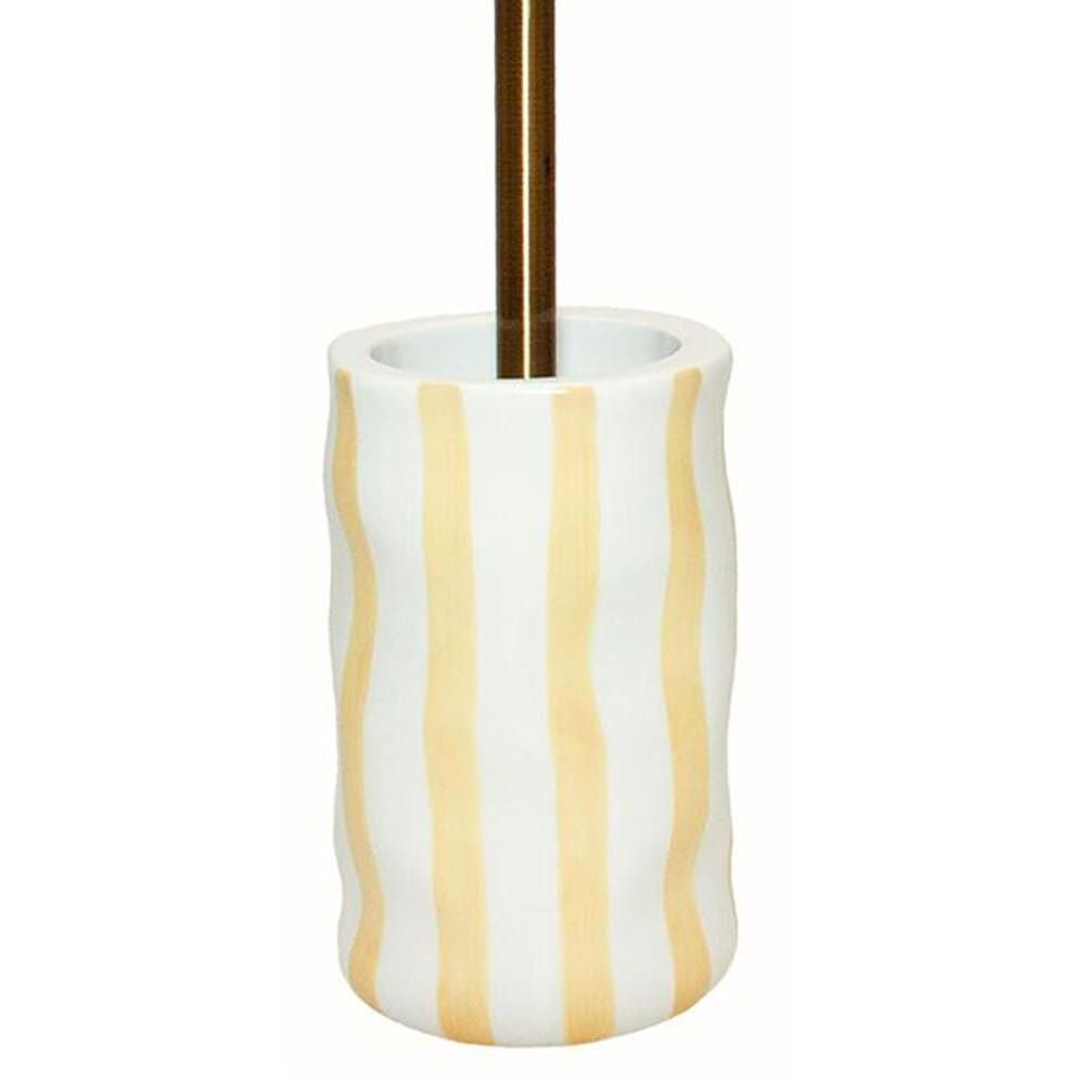 Brosse wc en céramique rayures jaune et blanc 10.5x10.5x44cm — vue 4