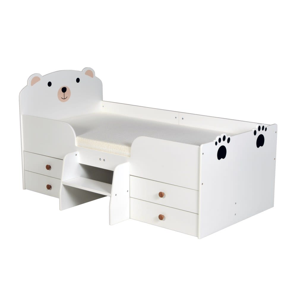 Weber industries Bett mit Matratze und 4 Schubladen, weiß, 70 x 140 cm style modern Holz Baby