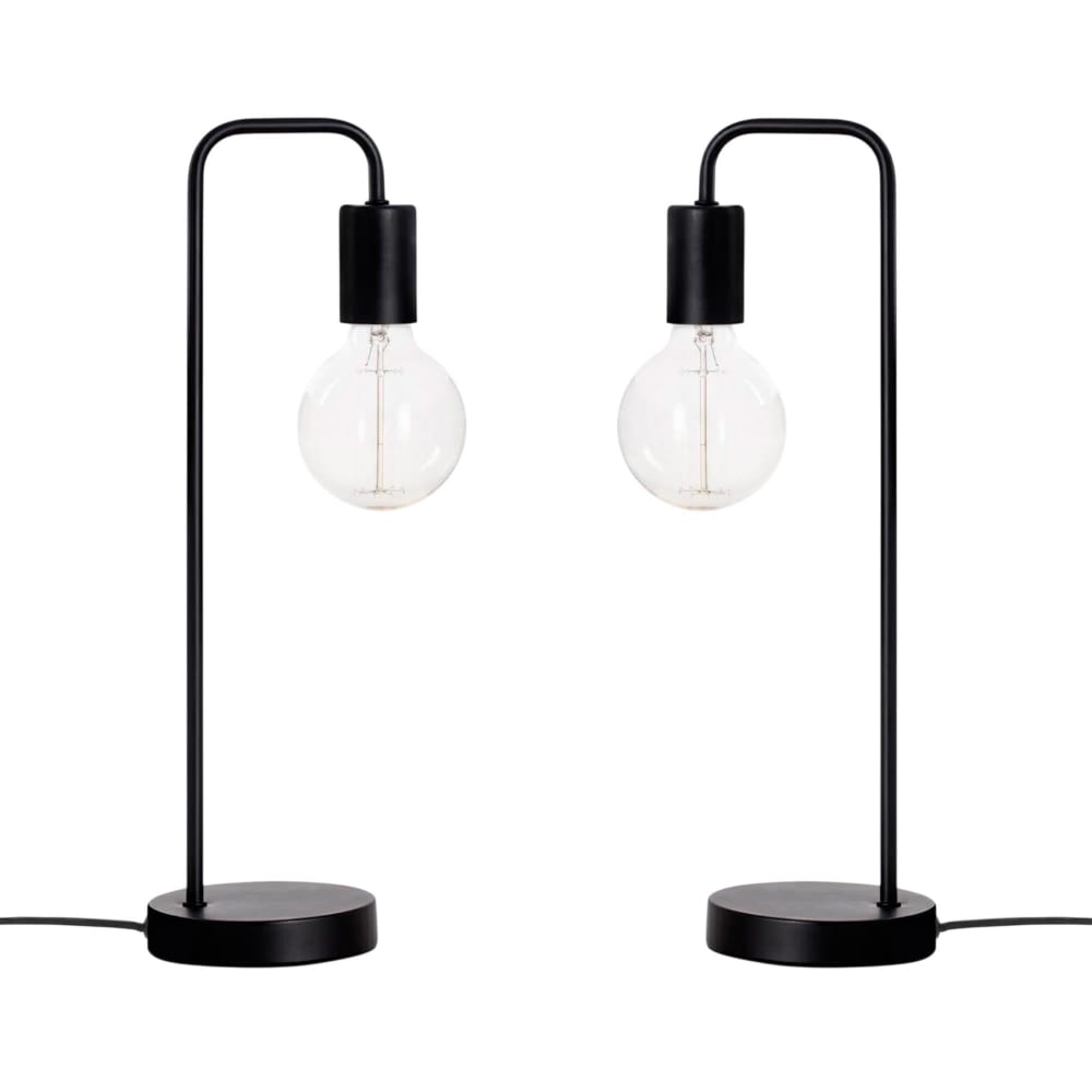 set de 2 lamparas de mesa negro o13x45 cm
