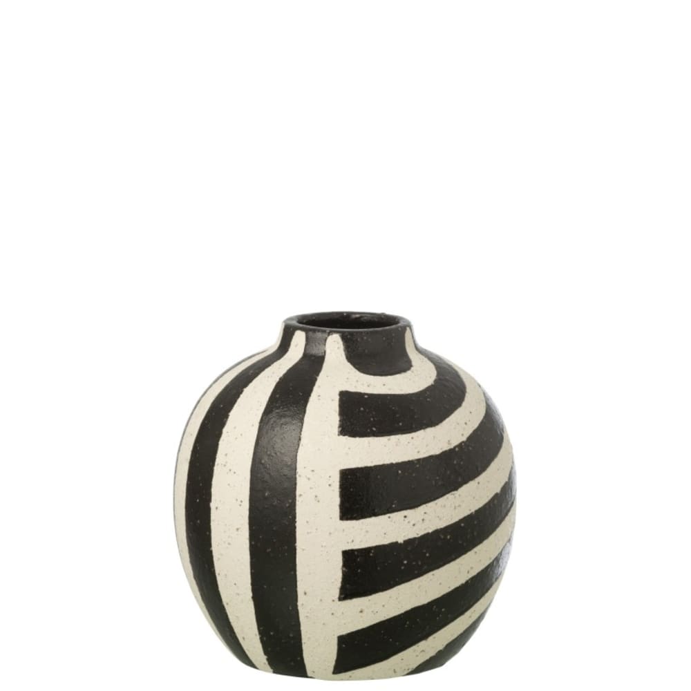 Vase à rayures en céramique blanche 25.5x25.5x23.5 cm