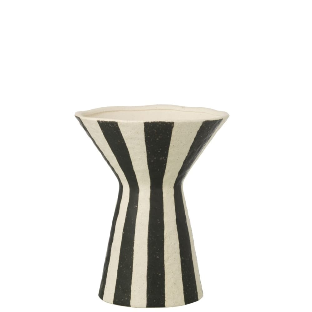 Vase à rayures en céramique blanche 24.5x24.5x30 cm Vase à rayures en céramique blanche 24.5x24.5x30 cm