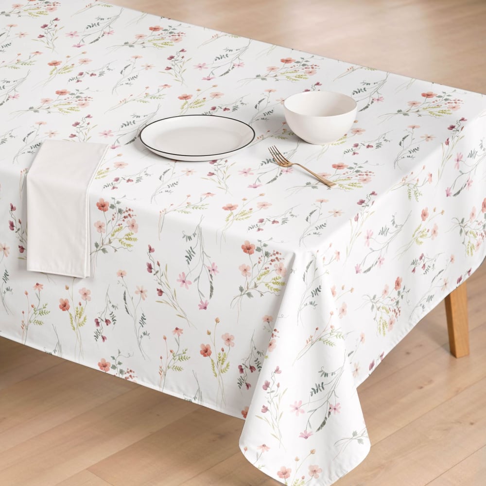 Nappe antitache en coton mélangé florale multicolore 140x300