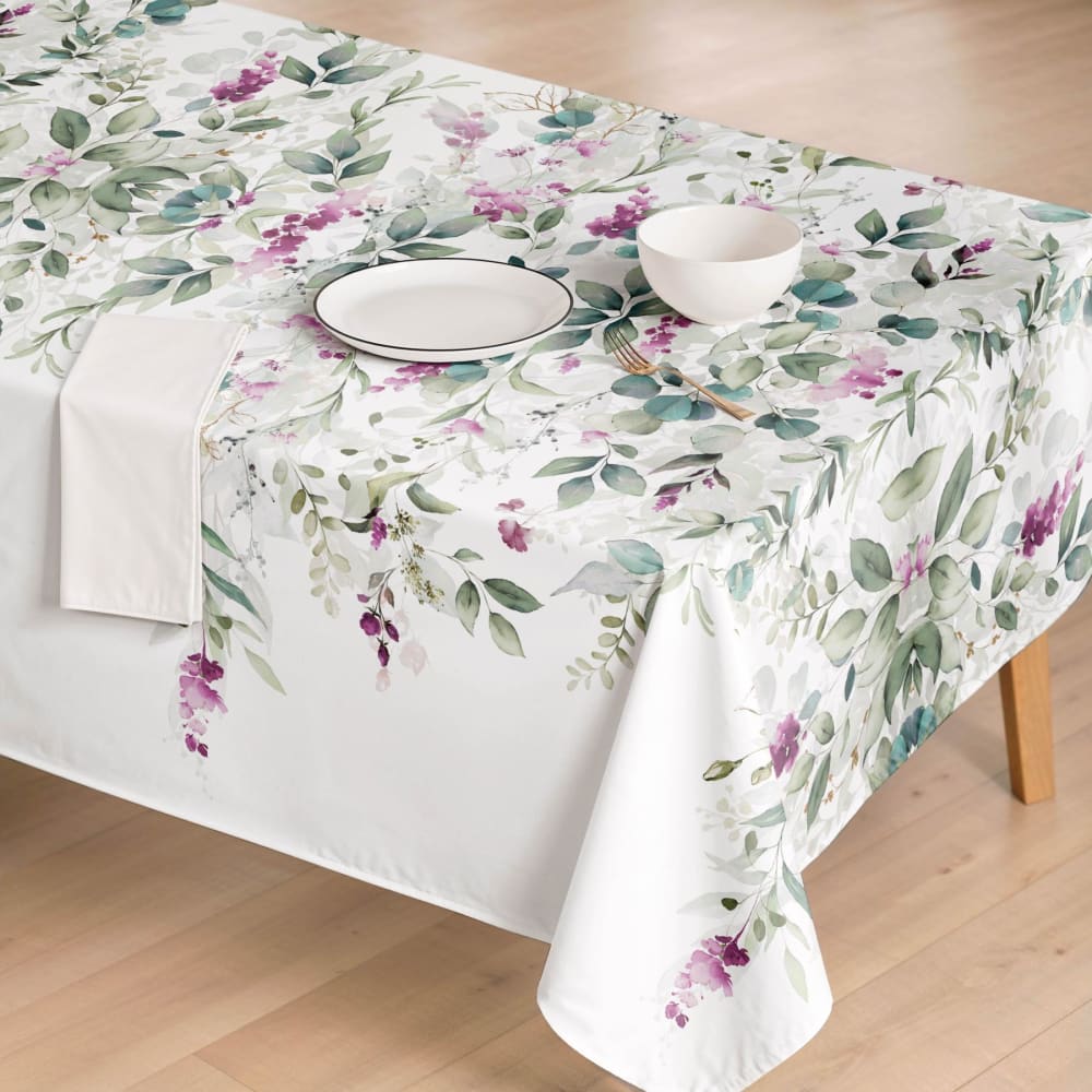 Fleckabweisende Tischdecke mit Malvenblüten 140x200 - Maisons Du