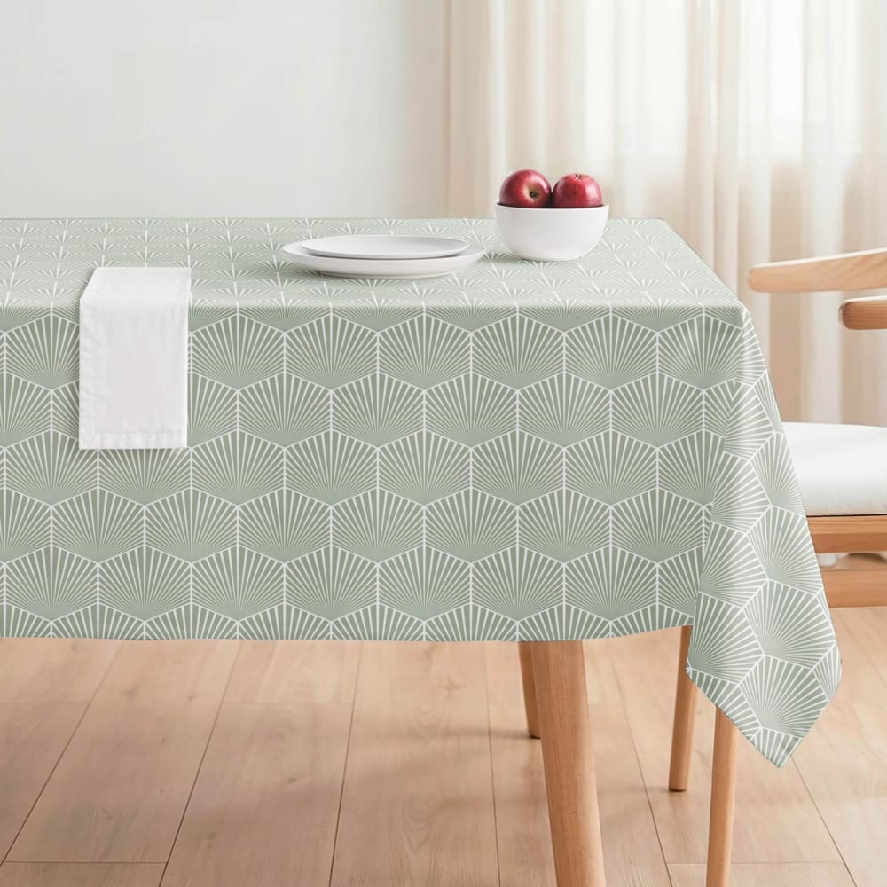 Nappe antitache en coton mélangé géométrique vert d’eau 140x100
