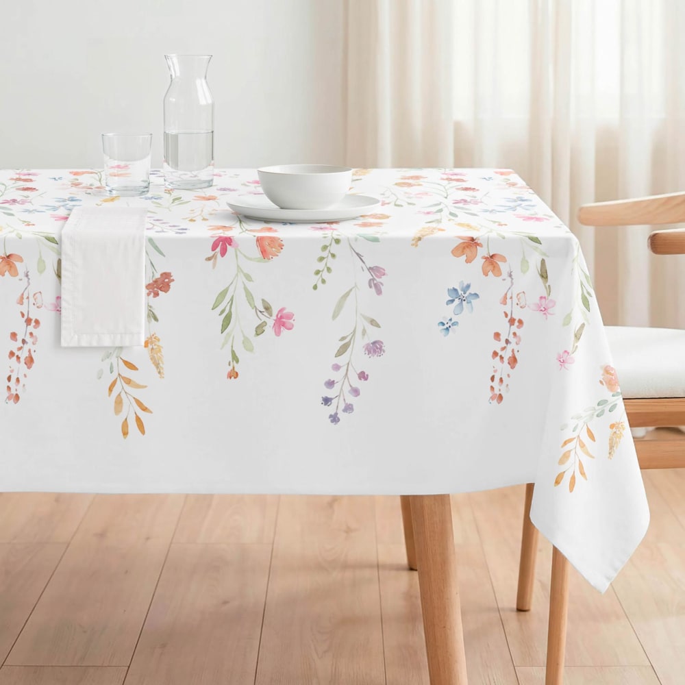 Fleckabweisende beschichtete Tischdecke floral bunt 140x100 -