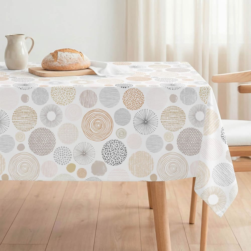 Nappe antitache en coton mélangé géométrique beige 140x200 Nappe antitache en coton mélangé géométrique beige 140x200