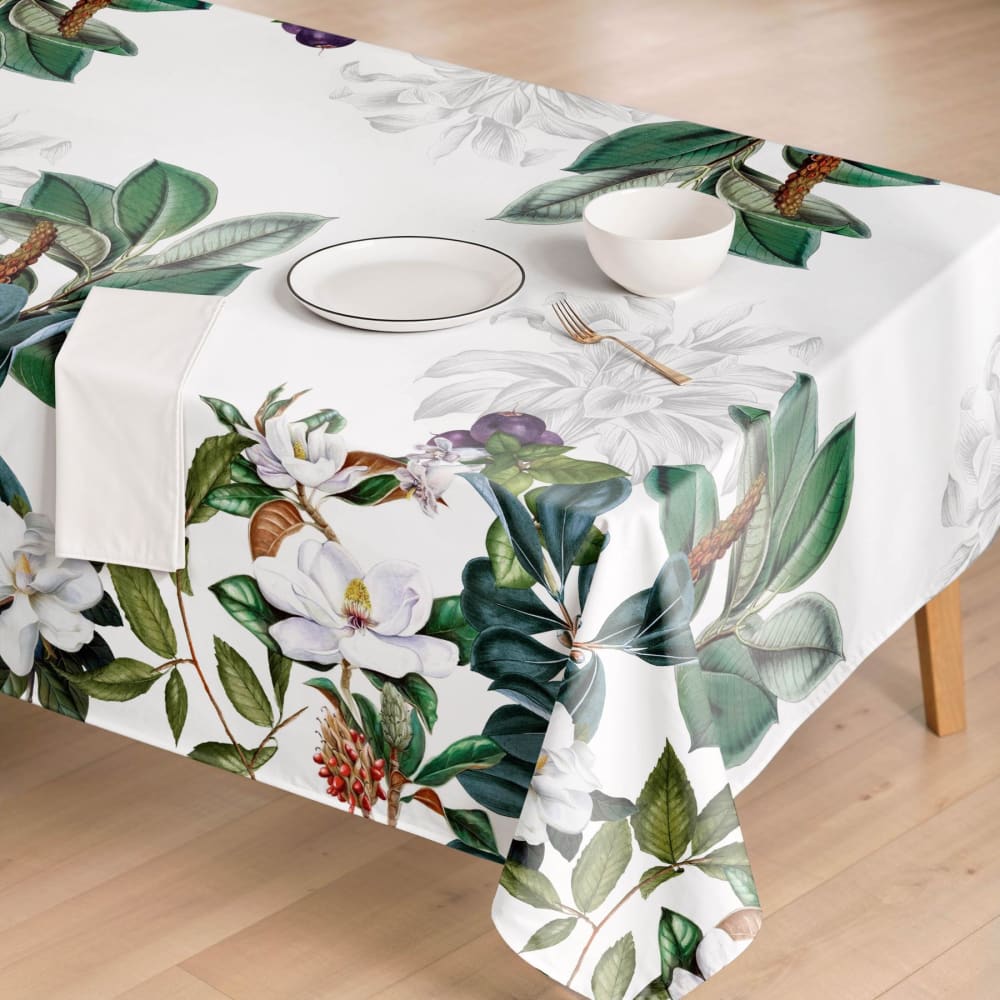 Nappe antitache en coton mélangé tropicale verte 140x100