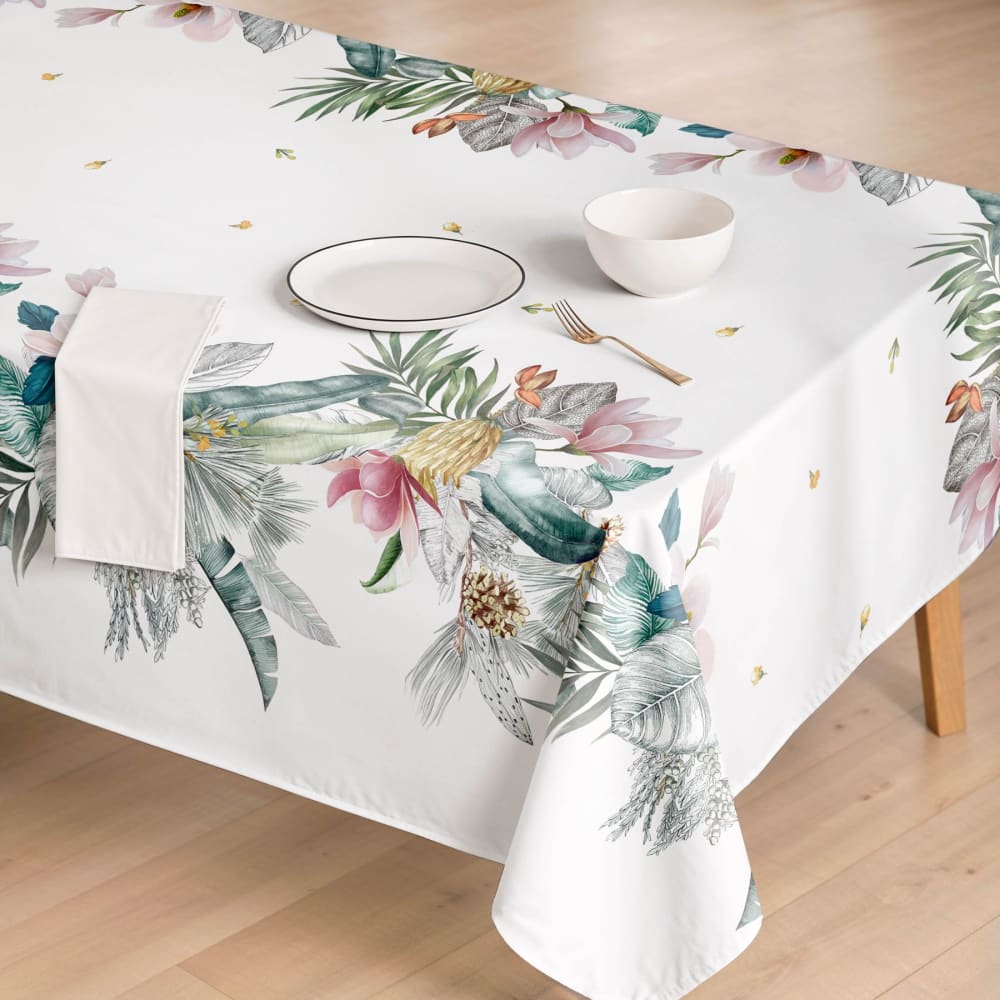 Fleckabweisende Tischdecke tropisch grün 140x200 - Maisons Du