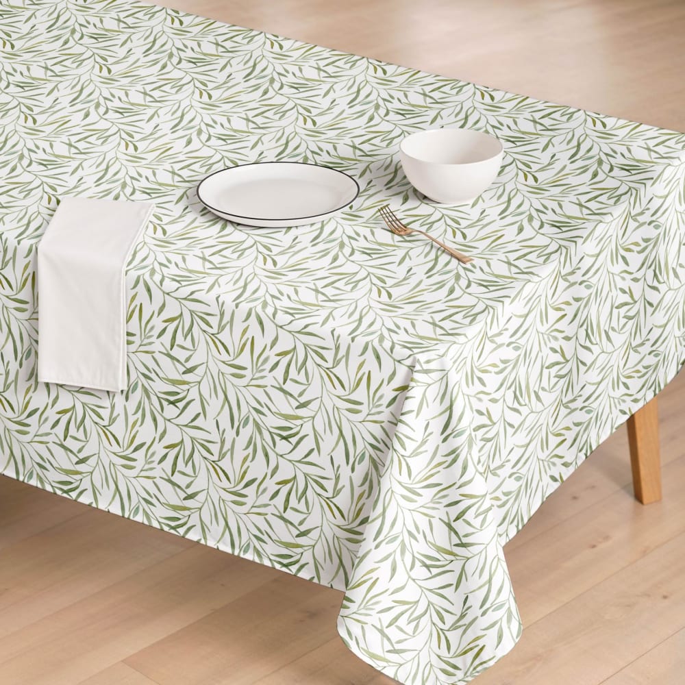 Fleckabweisende Tischdecke grüne Blätter 140x100 - Maisons Du