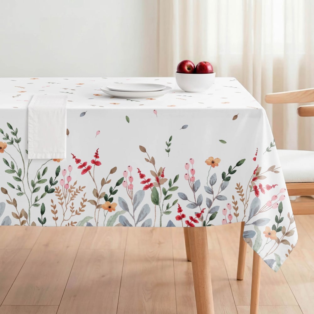 Mint Fleckabweisende Tischdecke Korallenblätter 140x100 style modern Mehrfarbig Öko-Tex Zertifikat Baumwolle