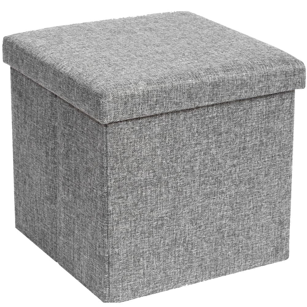 Pouf coffre de rangement tissu gris pliable 38x38x38cm — Beyit