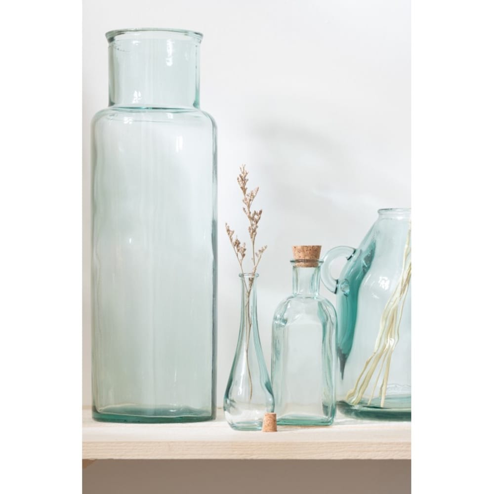 Vase cylindrique en verre transparent 15x15x45 cm