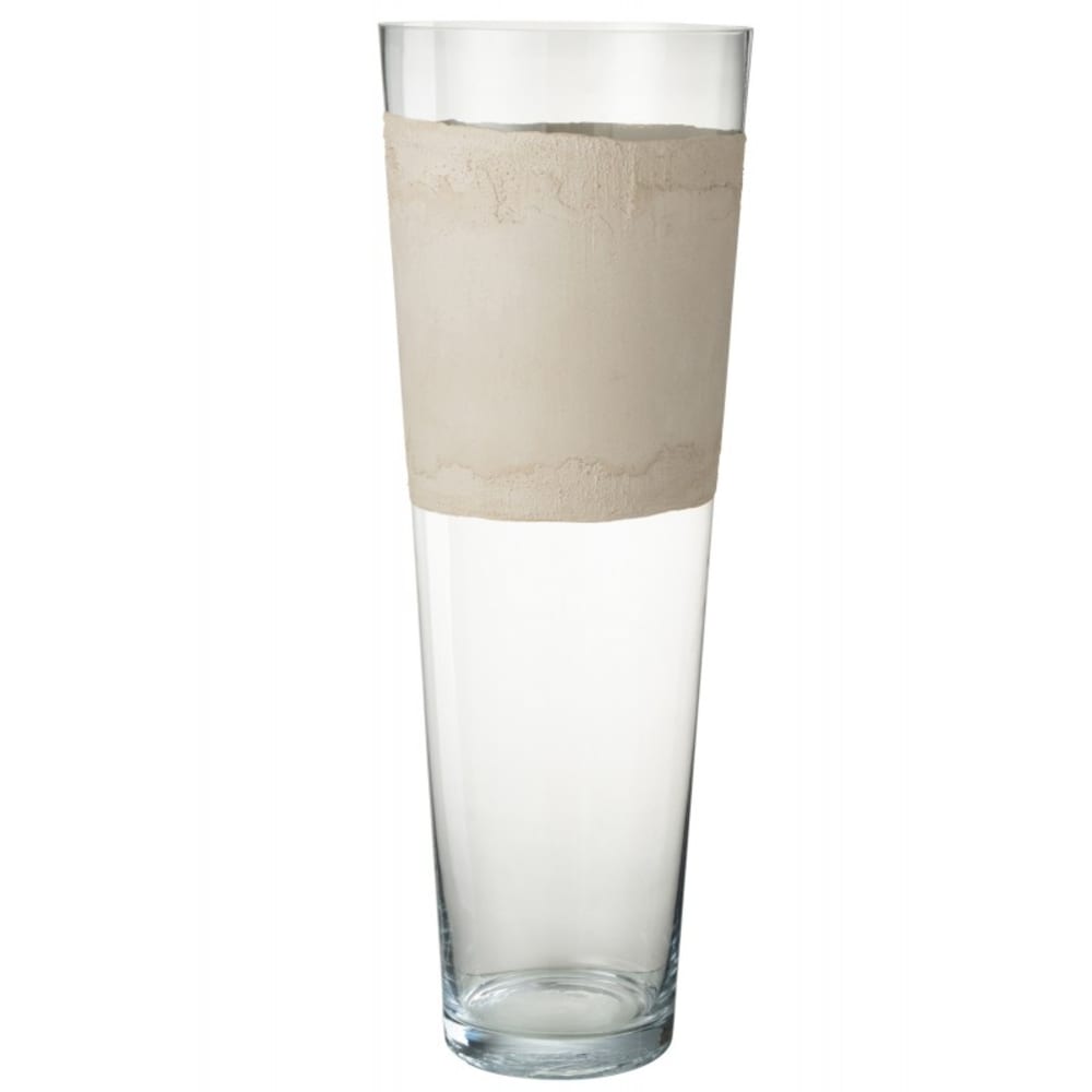Vase avec ligne en verre beige