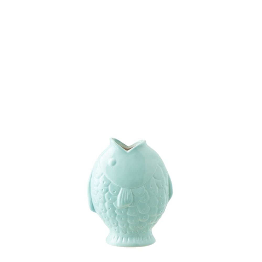 Vase poisson en grès bleu 17.8x10.5x22.8 cm