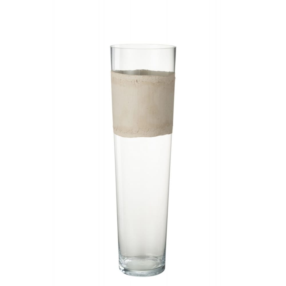 Vase avec ligne en verre beige