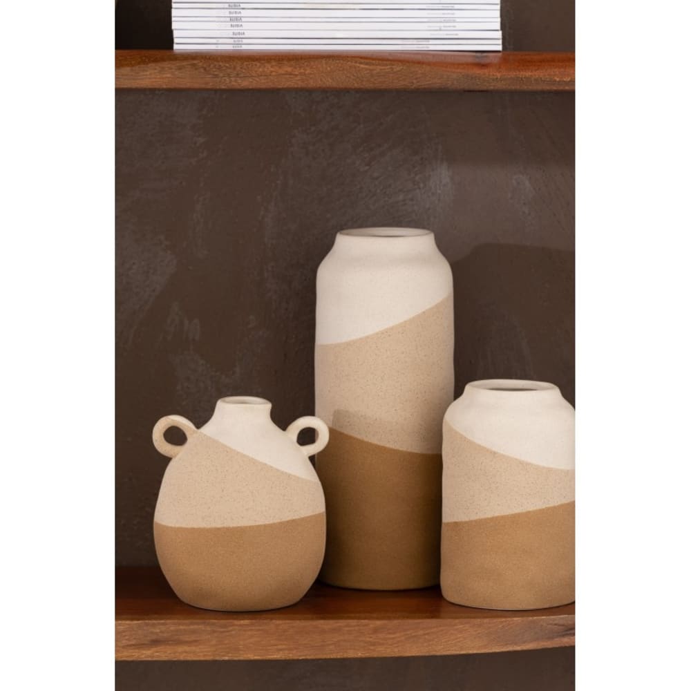 Vase oreille en céramique beige/marron clair 16x16x19 cm