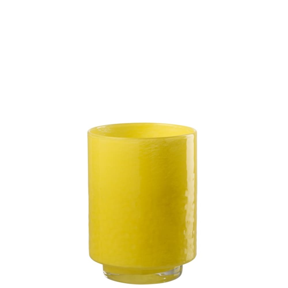 Vase cylindrique en verre jaune 16x16x22.5 cm Vase cylindrique en verre jaune 16x16x22.5 cm