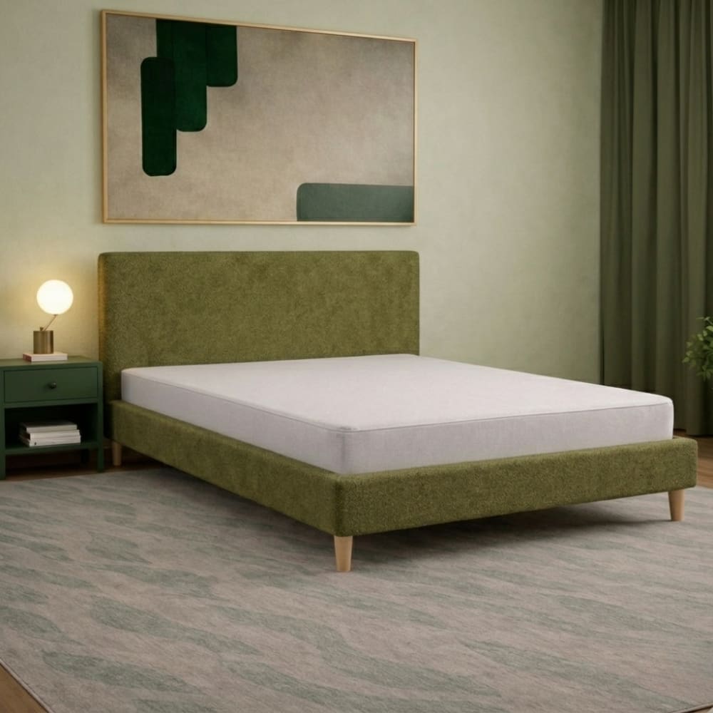 Reca Bedding Bett Bouclé Grün 90x190 cm style modern Grün Spanplatte