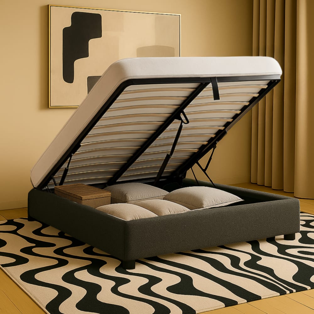 Reca Bedding Elektrisches Boxbett Bouclé Hellgrau mit Fernbedienung 200x200 cm style modern - Spanplatte