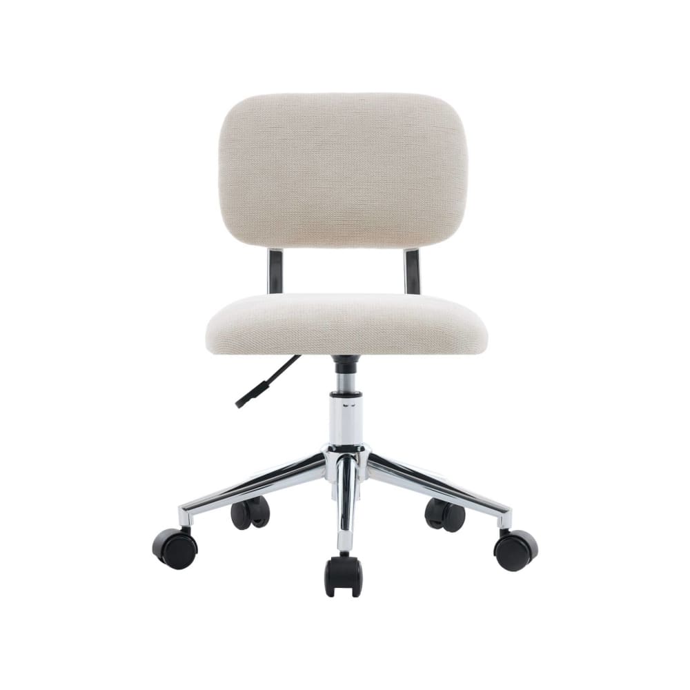 Kinder-Bürostuhl mit Rollen und Chenille-Bezug beige - Maisons Du