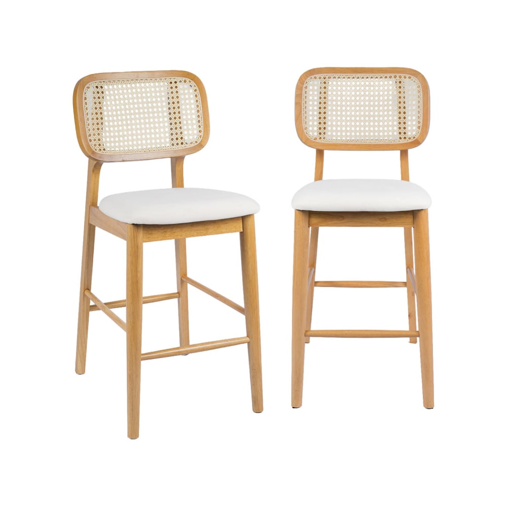2 tabourets de bar bois - cannage