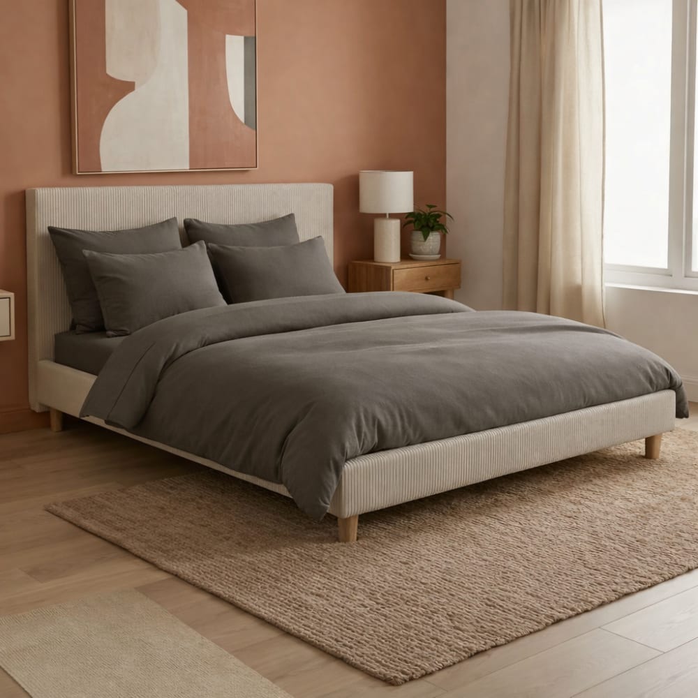 Parure de lit grise 160x200cm