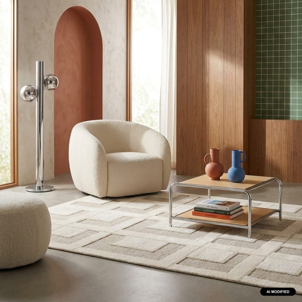sweeek Teppich mit geometrischen Mustern creme 160x230cm style modern Beige Öko-Tex Zertifikat Pes - Polyester