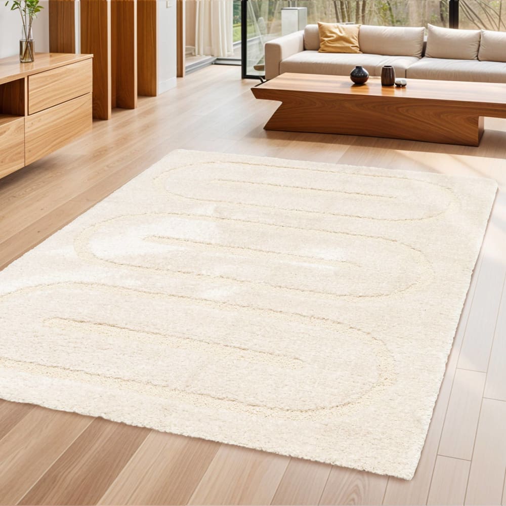 Tapis intérieur motifs géométriques crème 80x150cm — vue 4