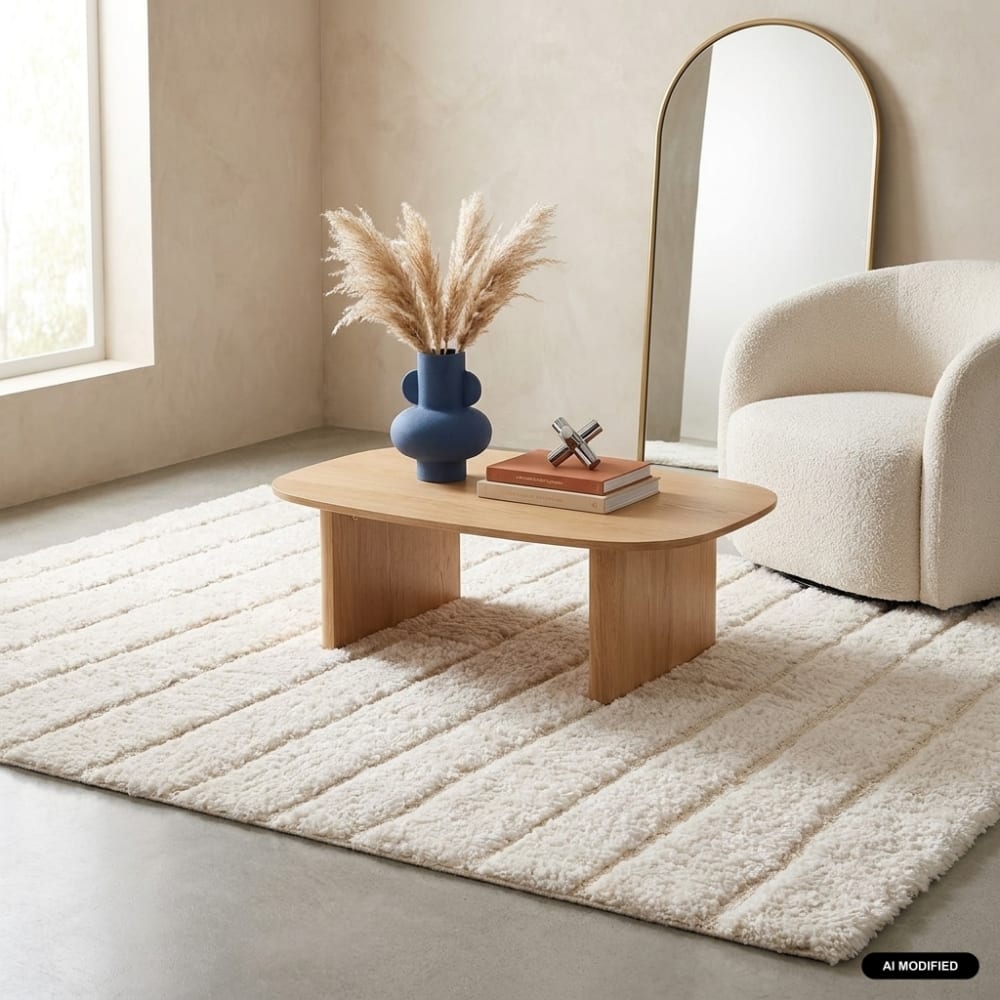 Tapis intérieur motif linéaire crème 80x150cm
