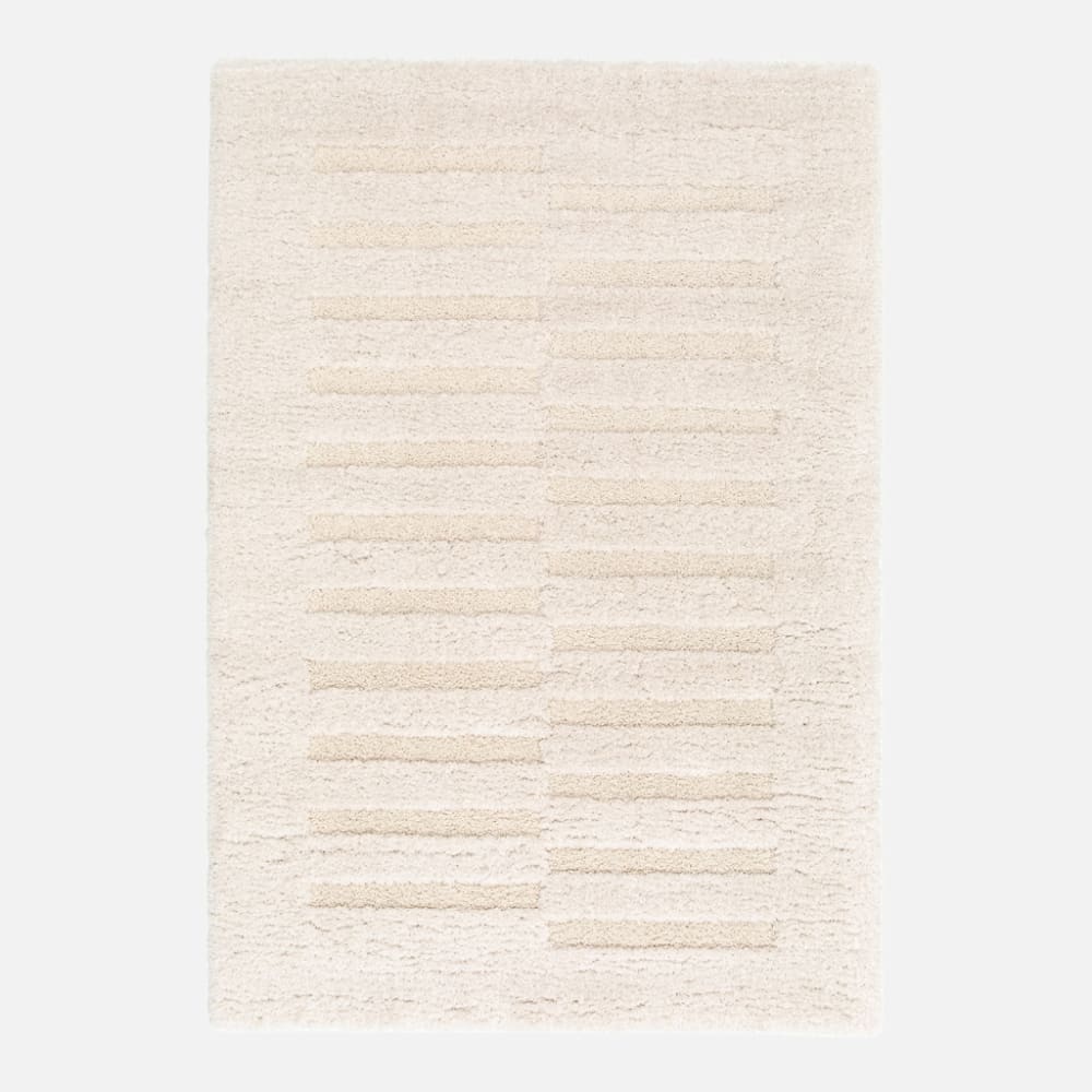 sweeek Teppich mit Reliefmuster in Creme 120x170cm style modern Beige Öko-Tex Zertifikat Pes - Polyester
